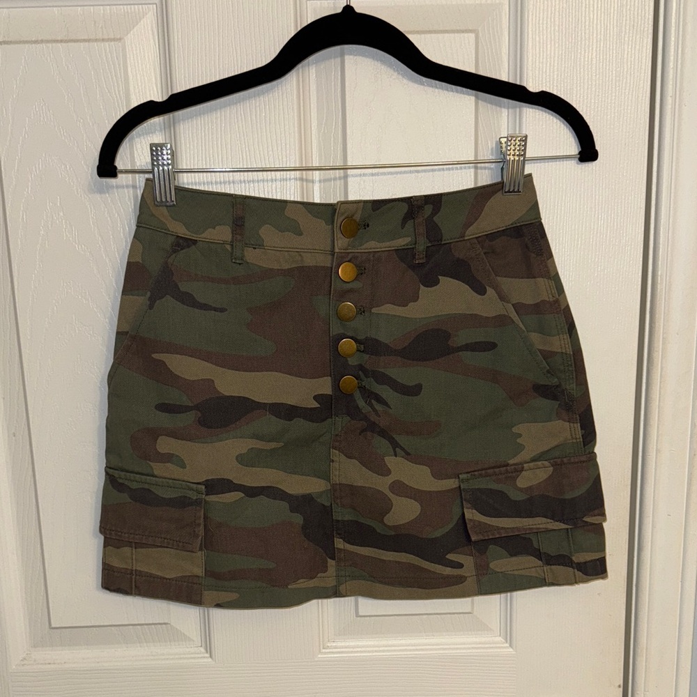 Forever 21 Camouflage Mini Skirt with Button Details